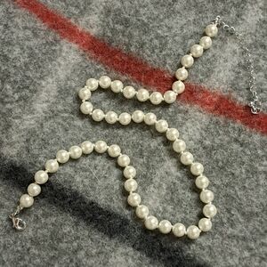 White Knotted Faux Pearl Necklace